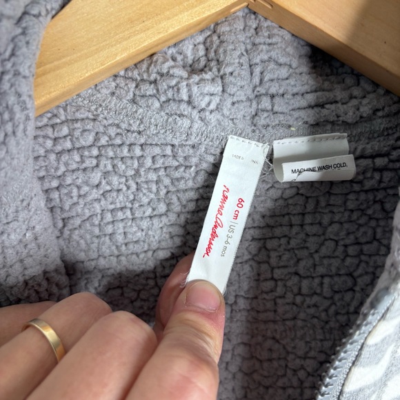 Hanna Andersson Reversible Sherpa Lined Strip Bunting Suit Size 3-6M - Picture 6 of 7